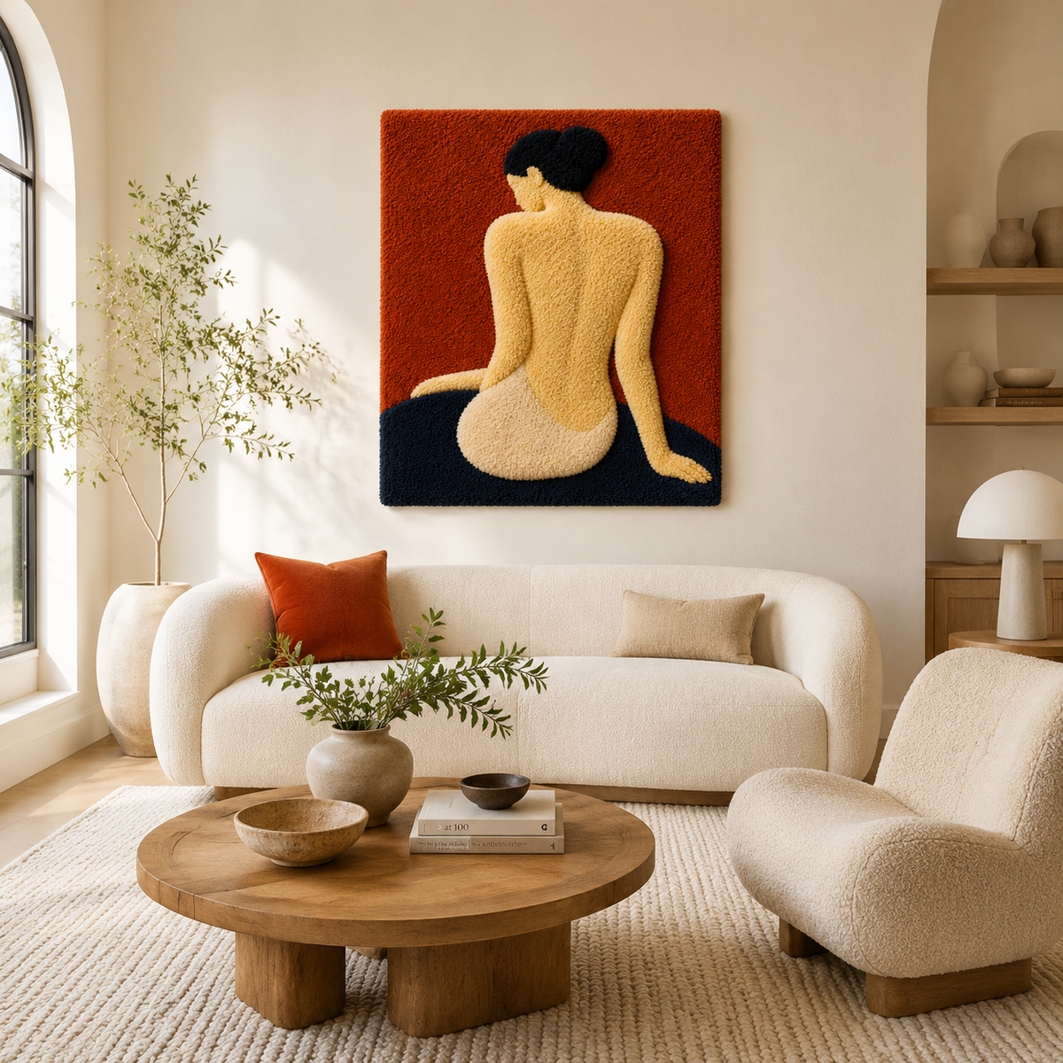 Hewn Earth Salon Gathering wall art featuring earthy-toned abstract design on a canvas, ideal for salon decor.