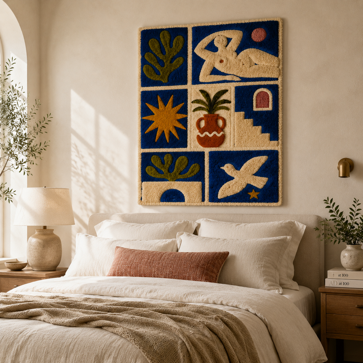 Blue Tile Muse wall art by Hewn Earth featuring a vibrant, abstract tile design suitable for modern interior decor