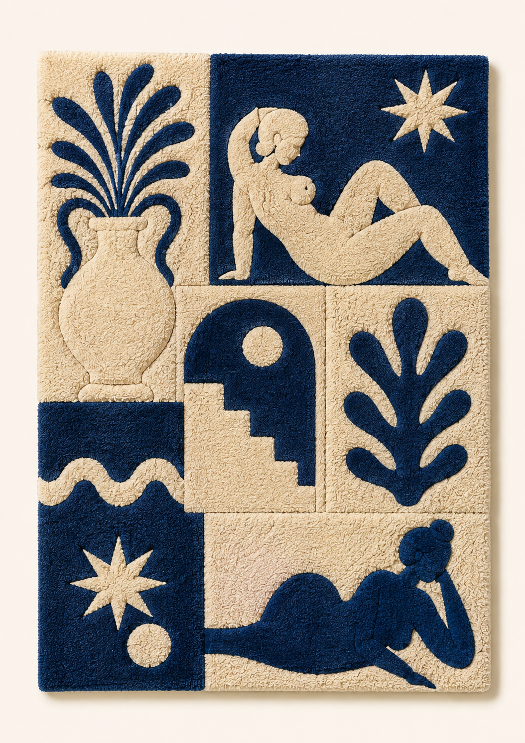 Hewn Earth Sun and Moon wall art tiles, decorative ceramic tiles featuring celestial designs, suitable for wall decoration.