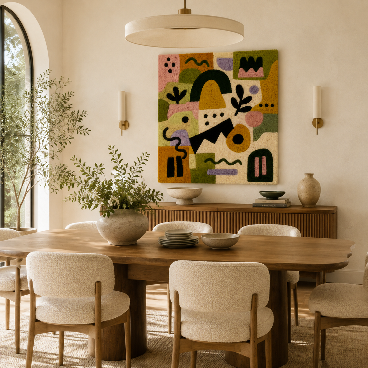 Hewn Earth Leaf Vessel wall art with a textured, light-colored design featuring a detailed leaf motif on a neutral background