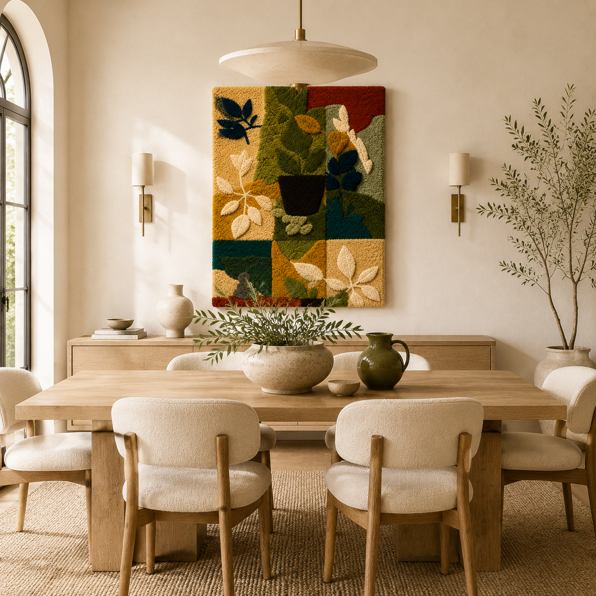 Hewn Earth Ribbon Geometry wall art featuring abstract ribbon shapes in neutral tones on a light background.