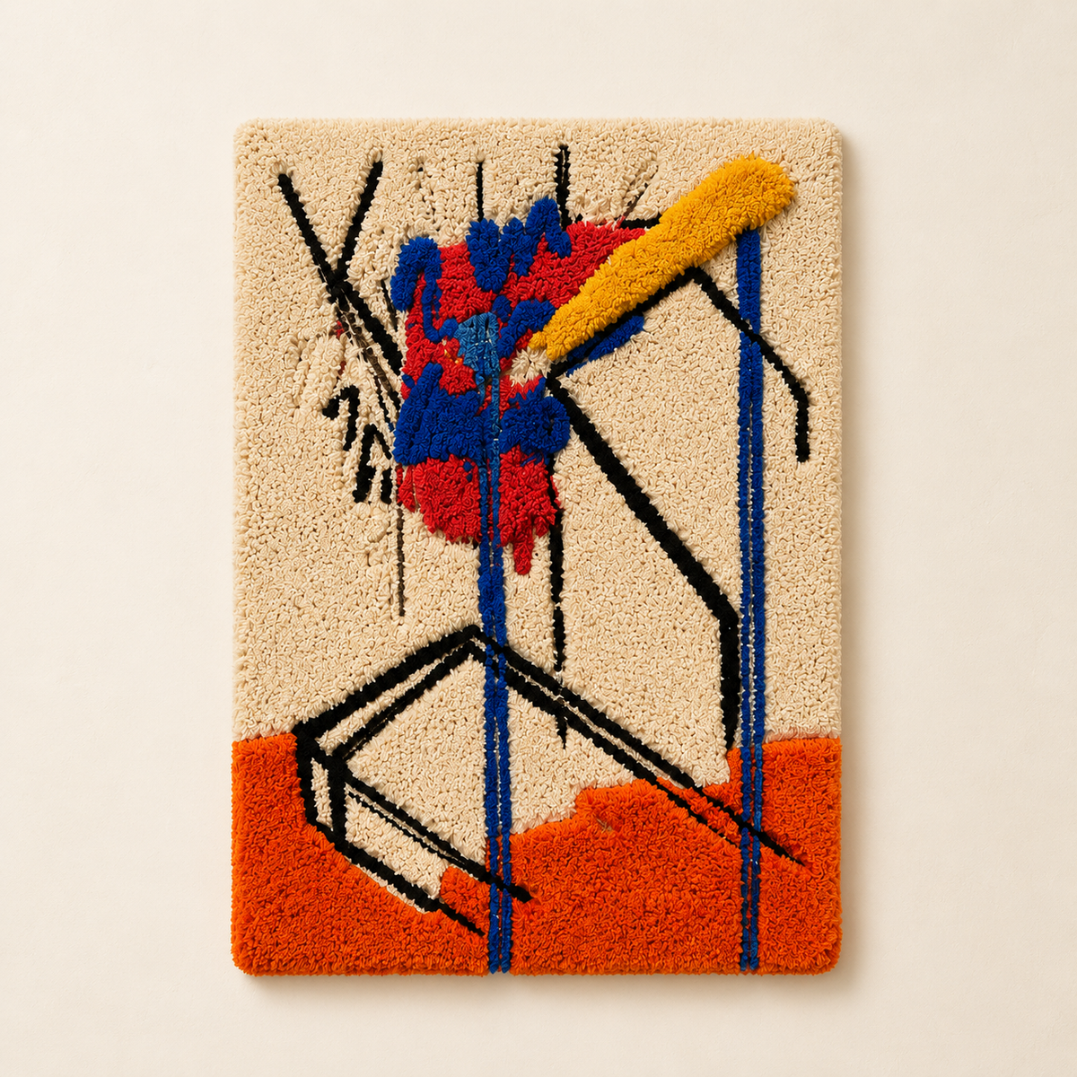 Hewn Earth Electric Glyphs wall art featuring vibrant, abstract electric symbols on a textured background.