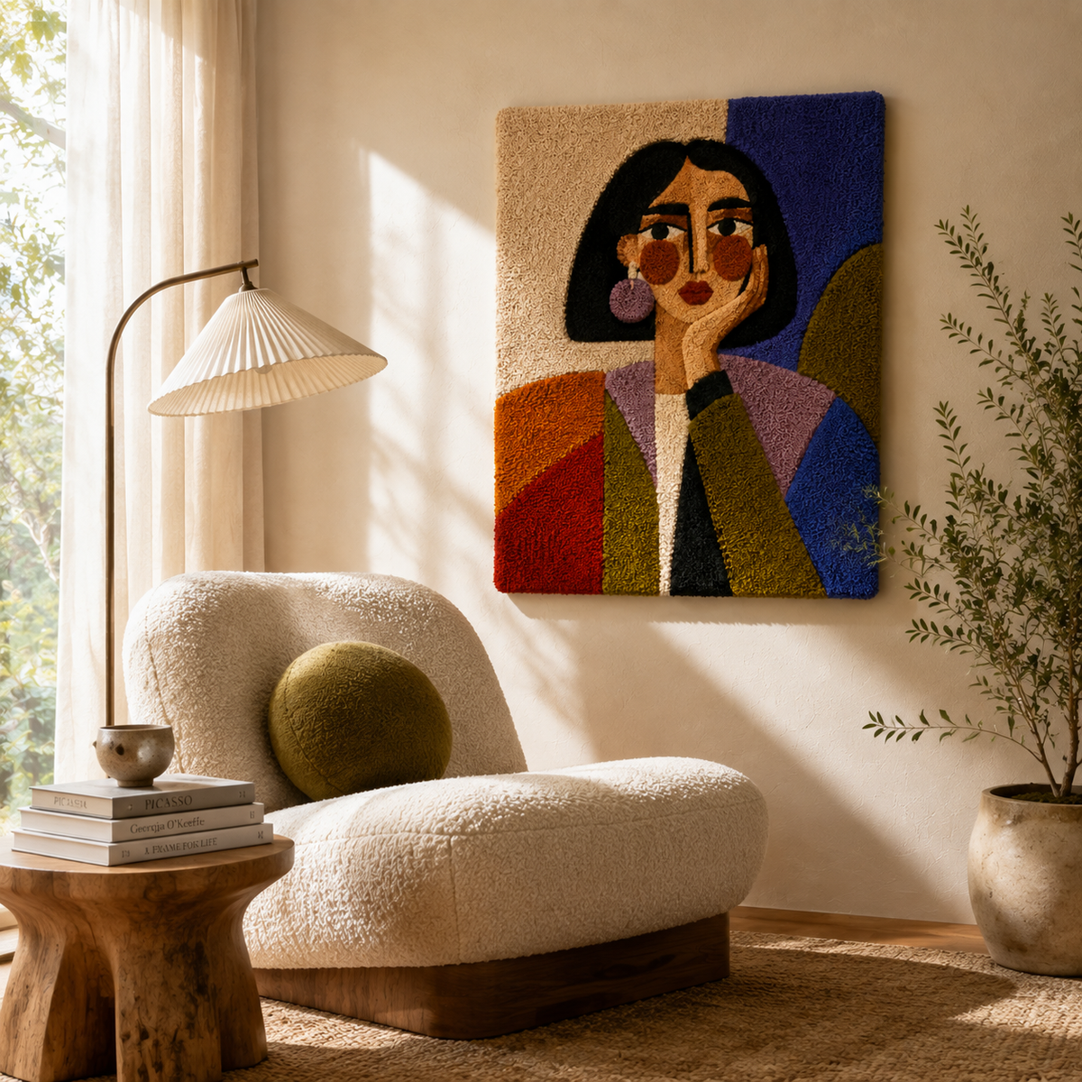 Hewn Earth Still Life in Leaves wall art featuring vibrant leaves and botanical elements on a textured background.