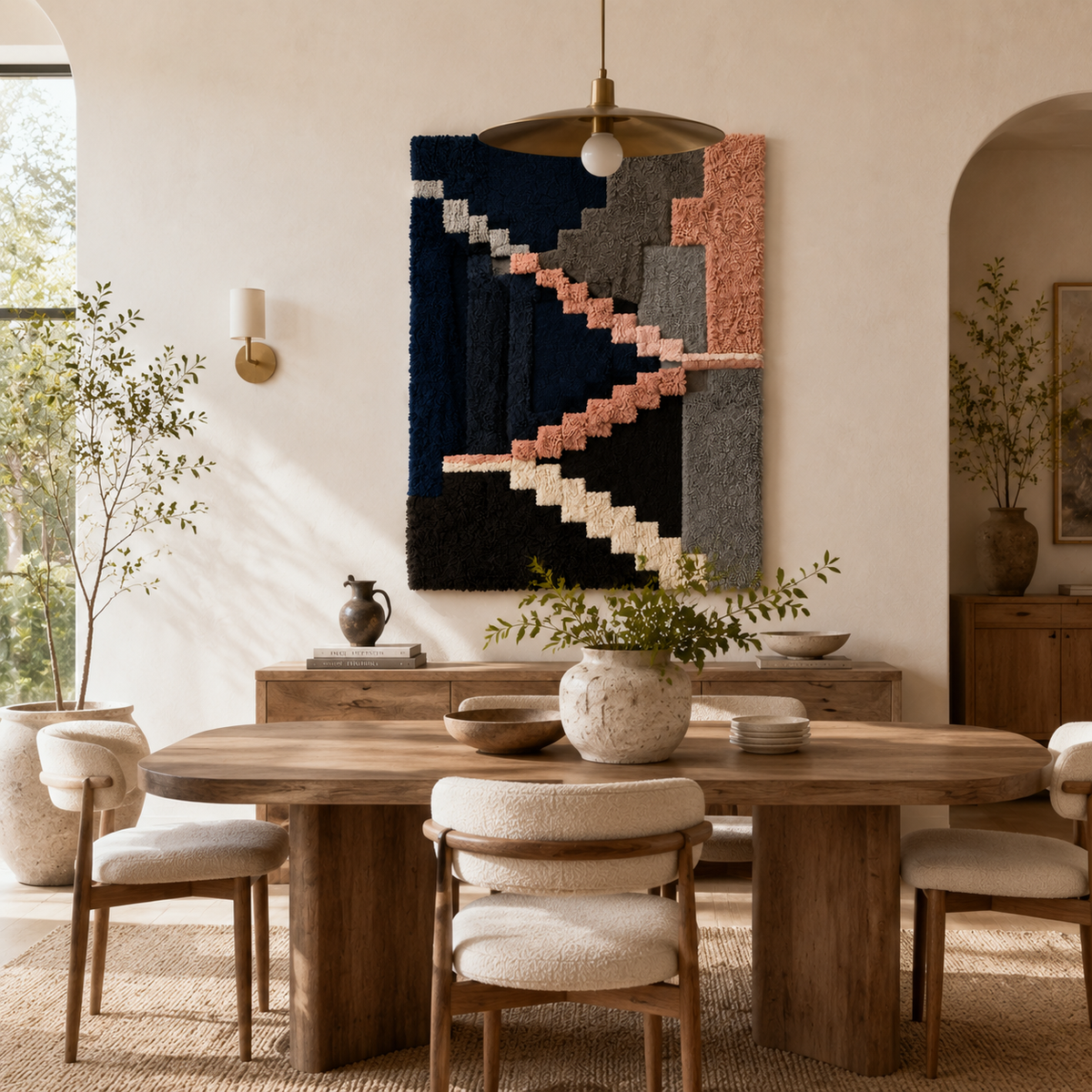 Color Arcade wall art by Hewn Earth featuring vibrant, abstract geometric shapes on a neutral background.