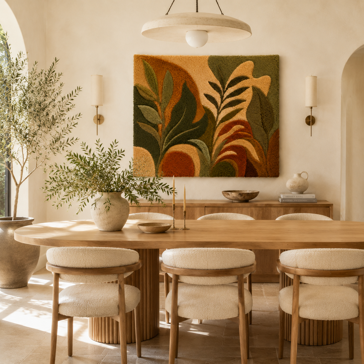Hewn Earth Mountain Grove wall art featuring a scenic mountain landscape in earthy tones, suitable for modern home decor.