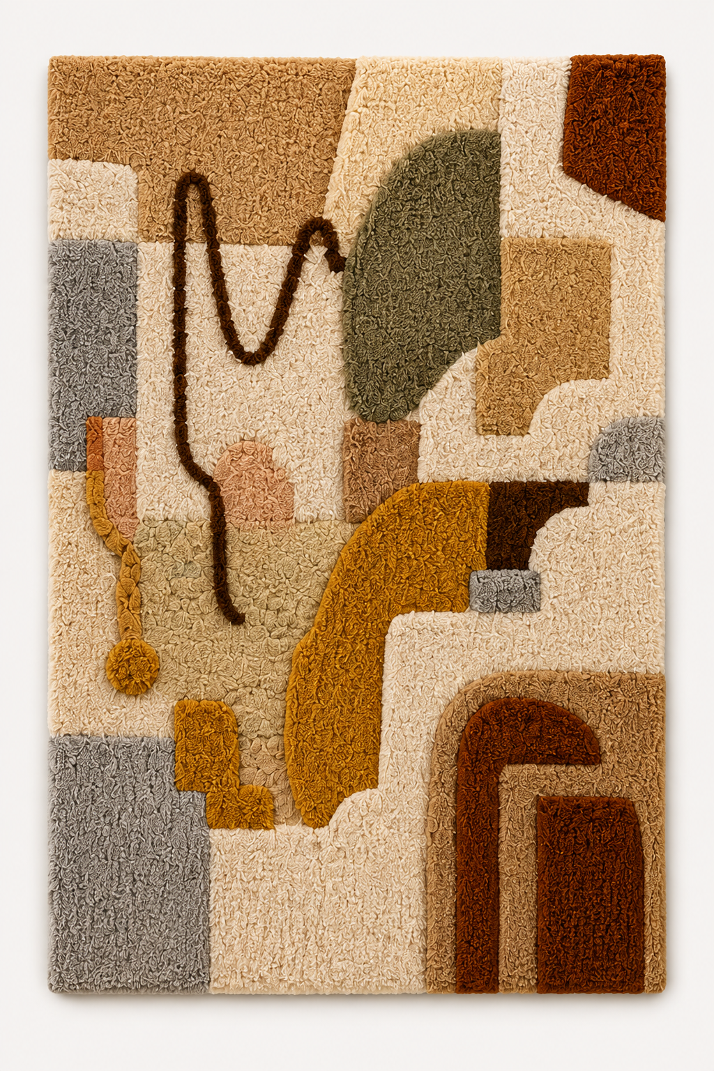 Hewn Earth Studio Lines wall art featuring abstract, textured design in neutral tones displayed on a modern room wall.