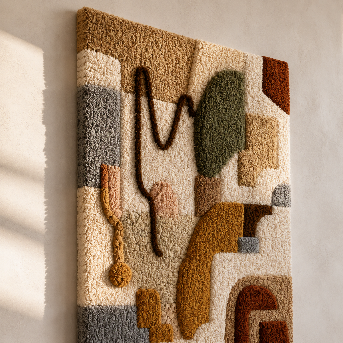 Close-up of Hewn Earth Studio Lines wall art, showcasing intricate textured patterns and natural earthy tones.