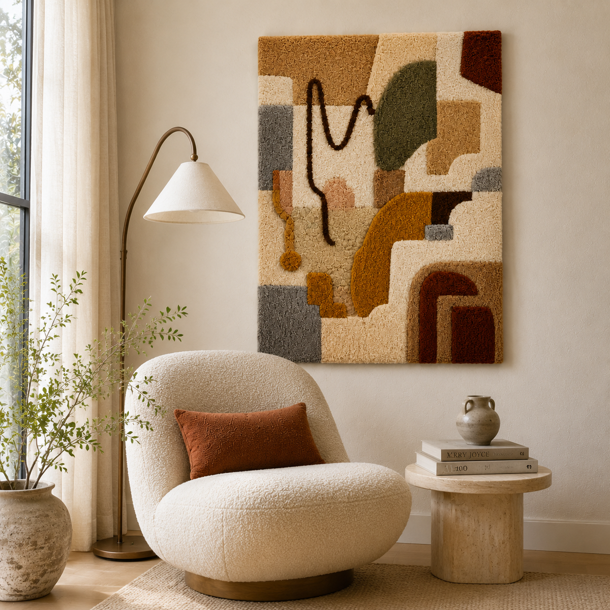Hewn Earth Studio Lines wall art featuring abstract, minimalist design with bold black and white geometric shapes.