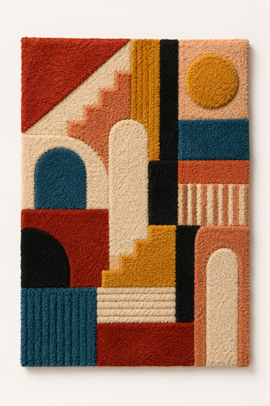 Colorful cubist portrait wall art by Hewn Earth, featuring geometric shapes and bold design for modern interior decor.
