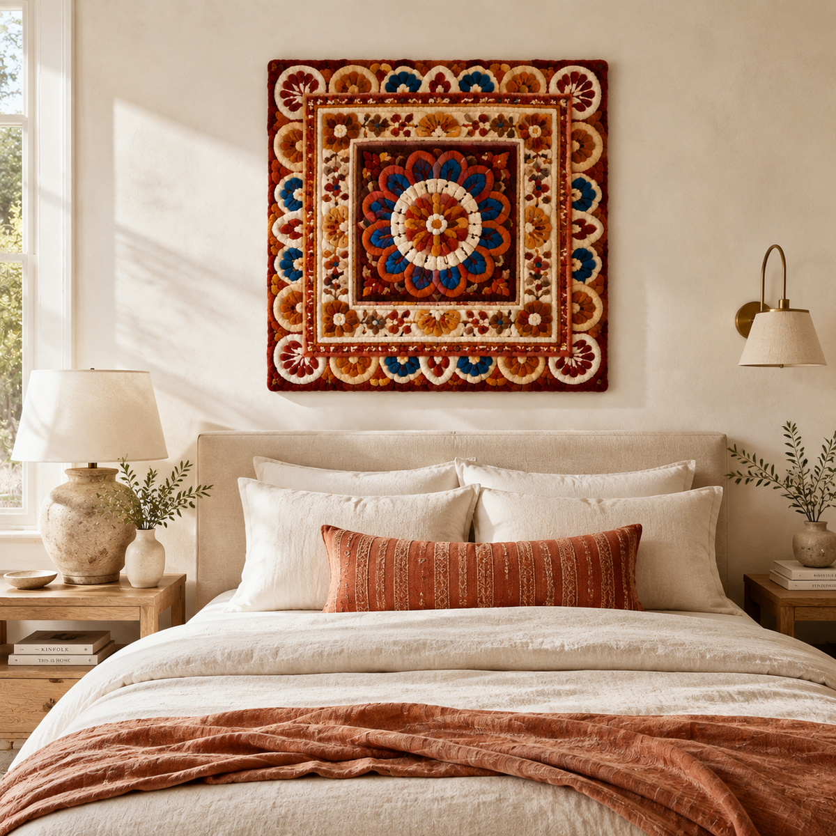 Hewn Earth Botanical Rise wall art featuring vibrant botanical illustrations on a light background.