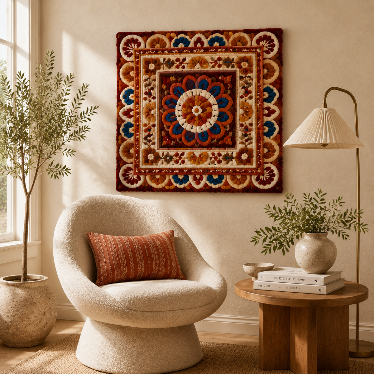 Hewn Earth Botanical Rise wall art featuring vibrant botanical illustrations on a neutral background.