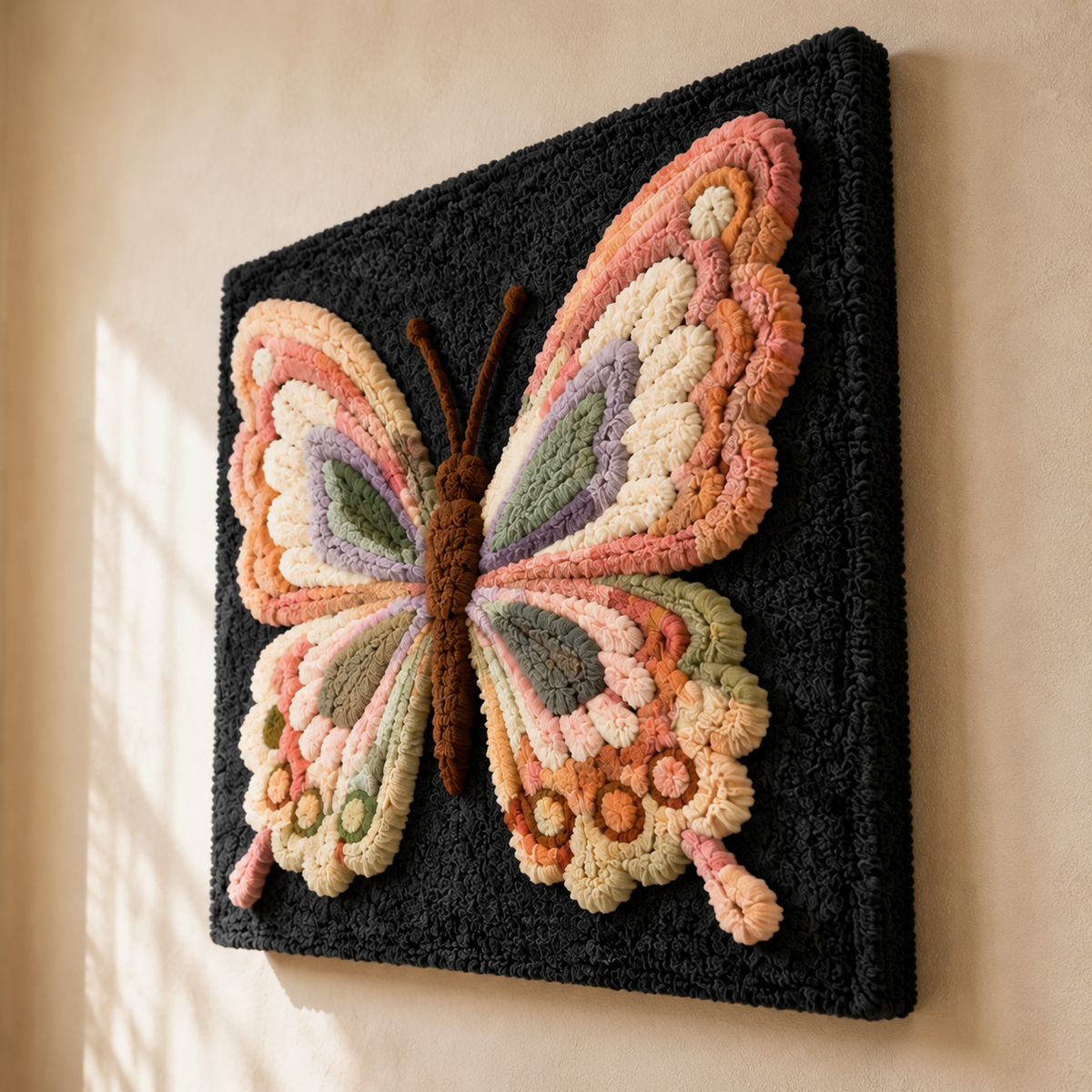Abstract wall art titled Quiet Geometry by Hewn Earth, featuring geometric shapes in neutral tones on a wall.