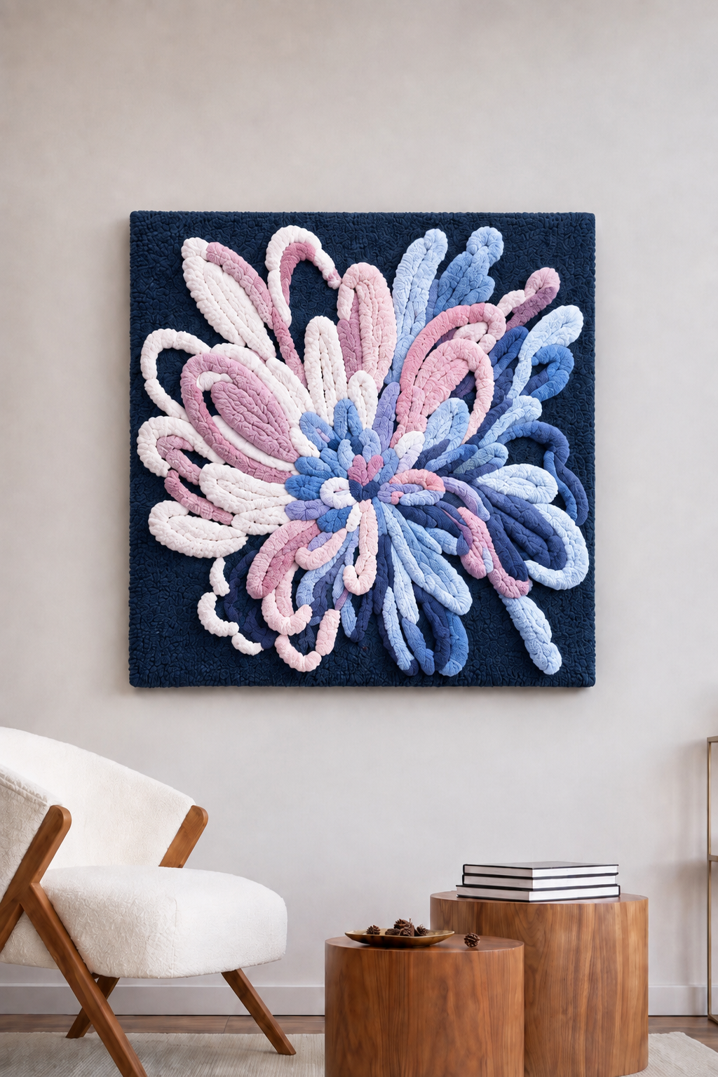 Hewn Earth Pebble Garden wall art featuring a textured design with natural stone pebbles arranged in an artistic pattern.