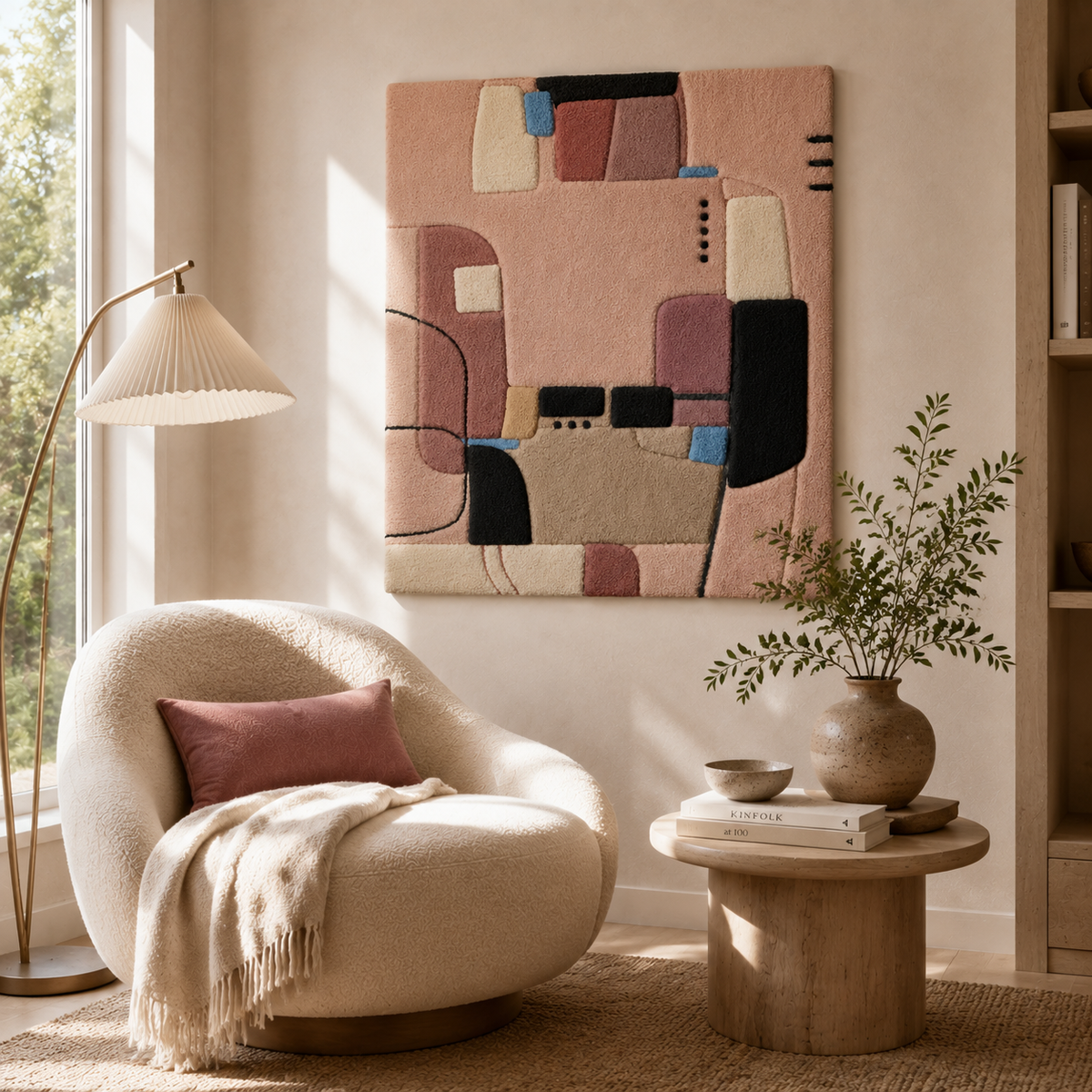 Hewn Earth terracotta city blocks wall art featuring geometric shapes and earthy tones for modern home decor.