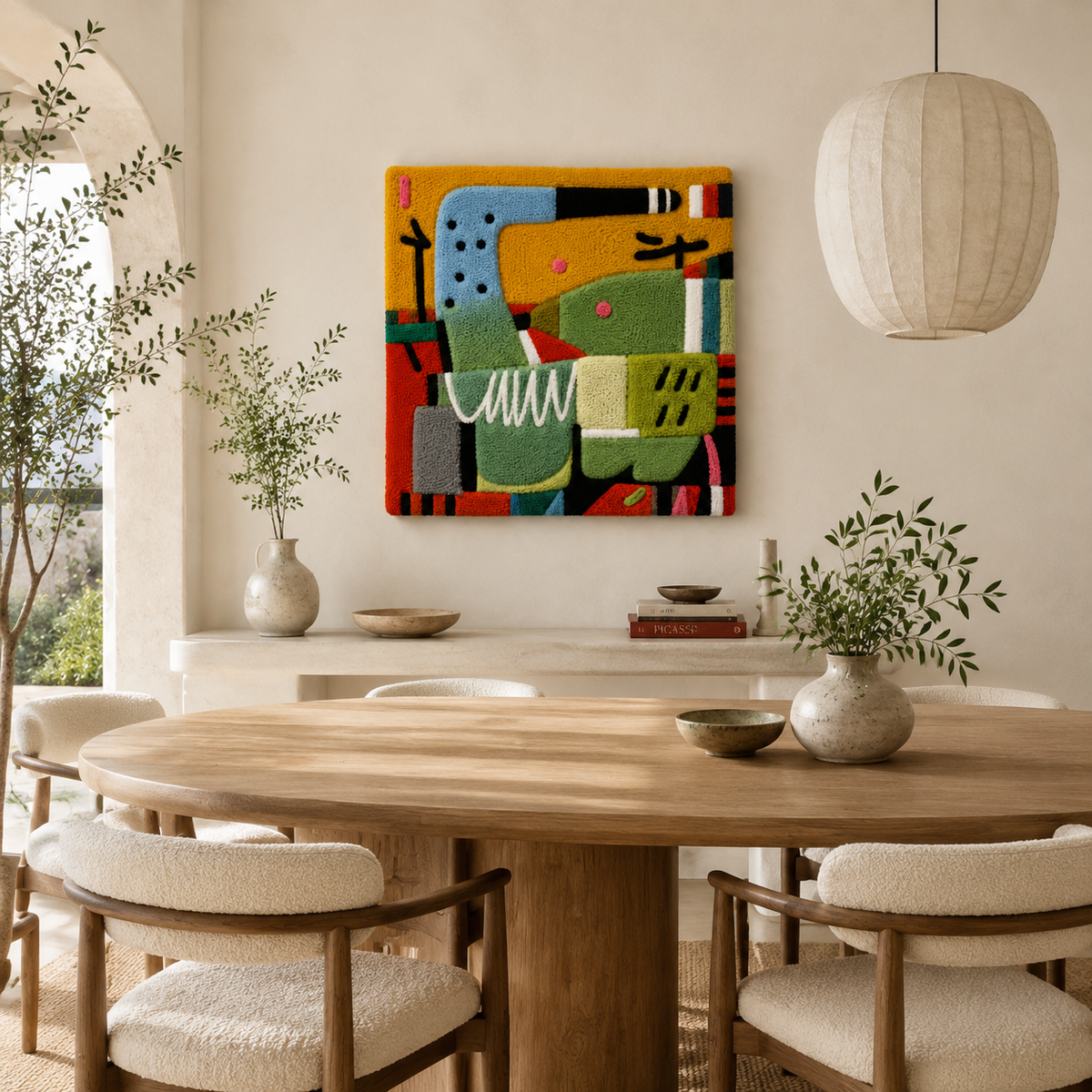 Hewn Earth Orchard Hills wall art featuring a scenic landscape with trees and hills, printed on high-quality canvas.