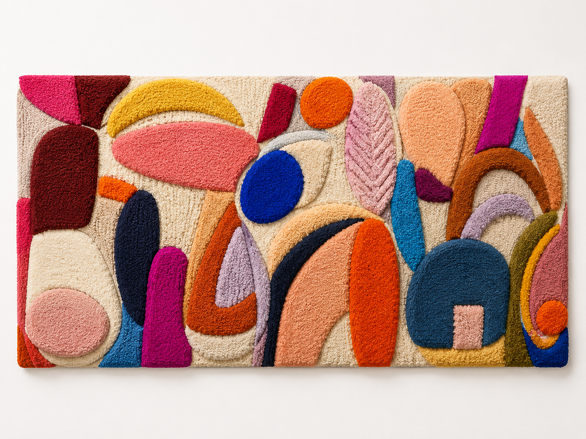 Hewn Earth Soft Bloom wall art featuring a soft, floral-inspired design displayed on a wall in a modern room setting.