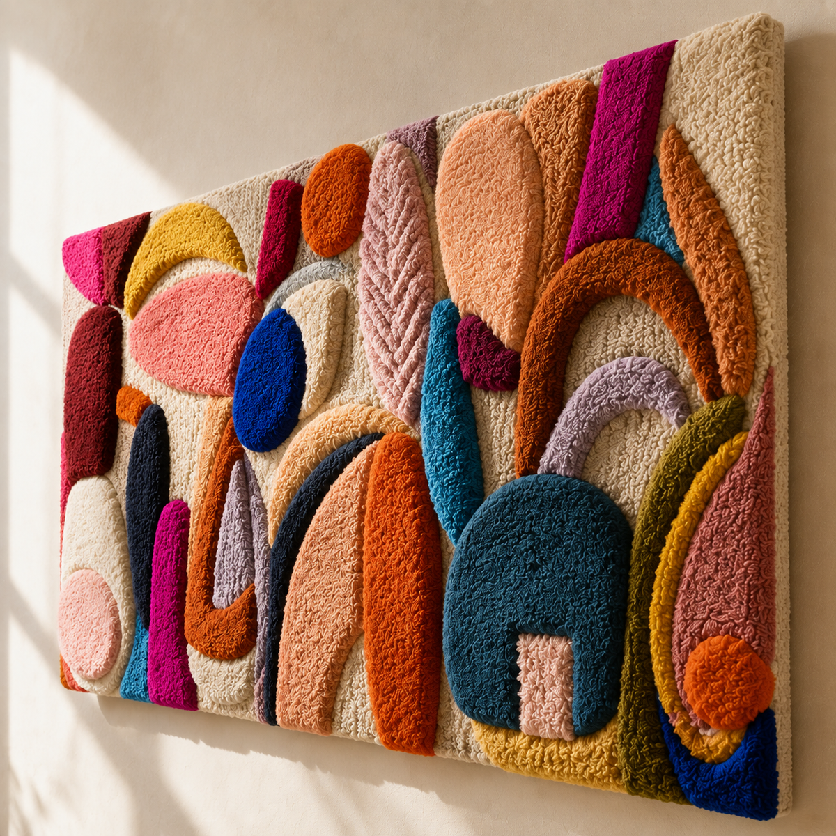 Close-up of Soft Bloom wall art by Hewn Earth, featuring delicate floral design with soft pastel colors and textured details.