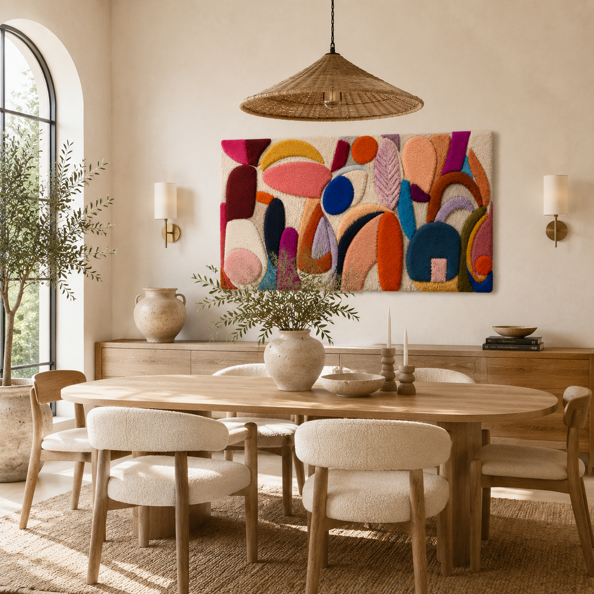 Soft Bloom wall art by Hewn Earth featuring delicate floral design on textured canvas for elegant home decor.
