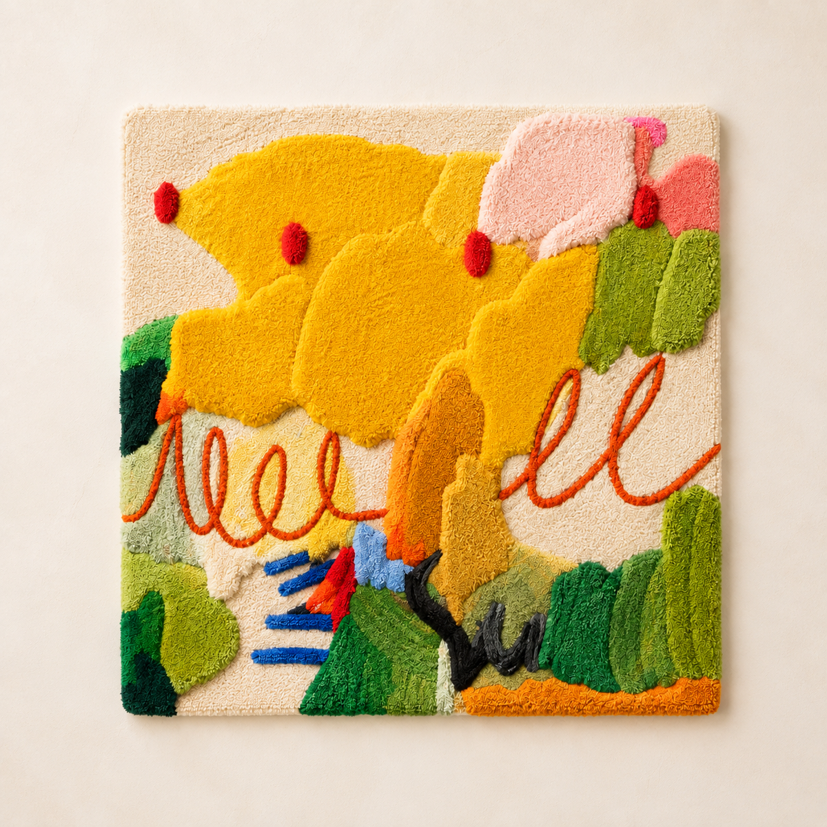 Hewn Earth Rose Planes wall art featuring a colorful abstract rose design on a neutral background.