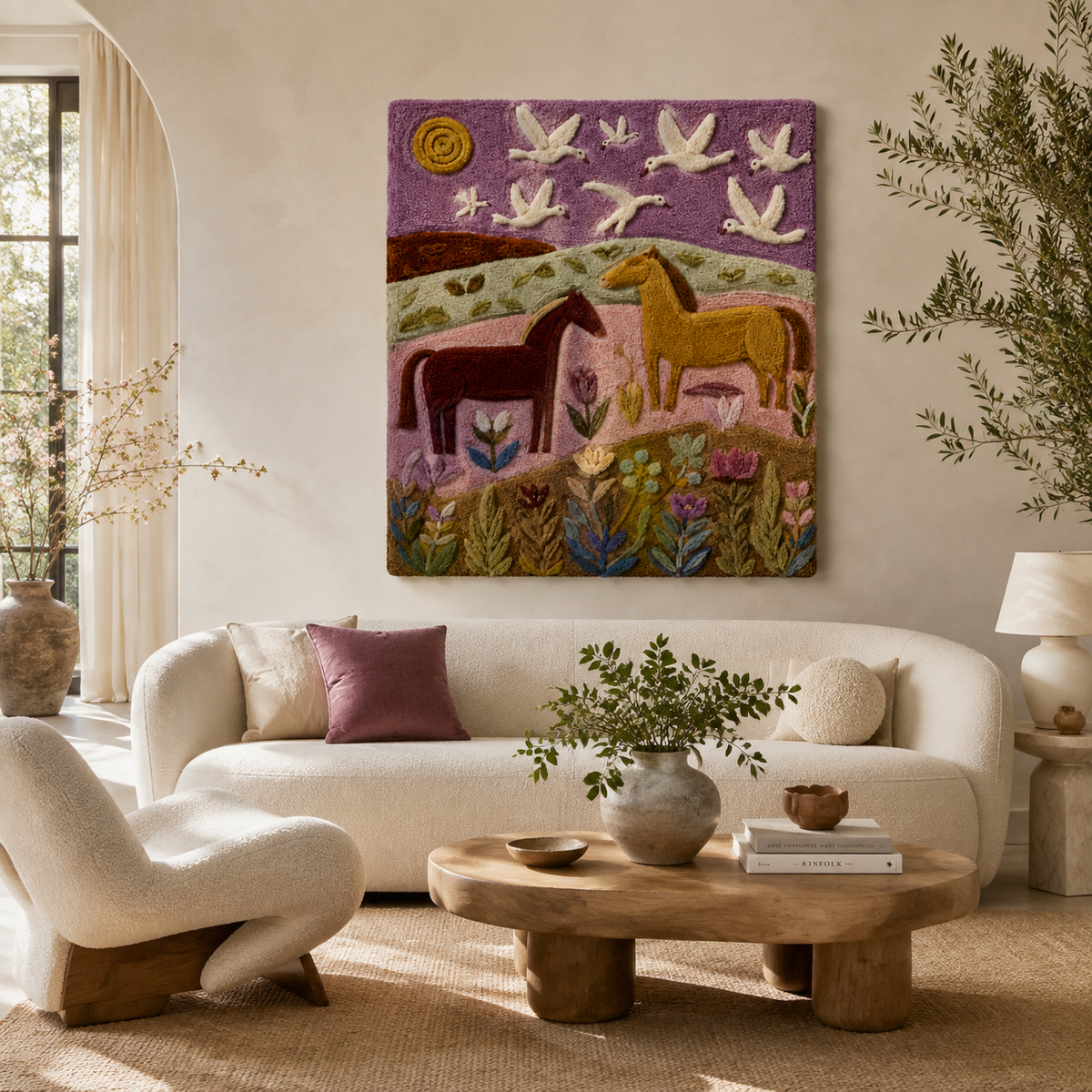 Hewn Earth Market Figure wall art, lightweight wooden decorative piece with intricate market scene design.