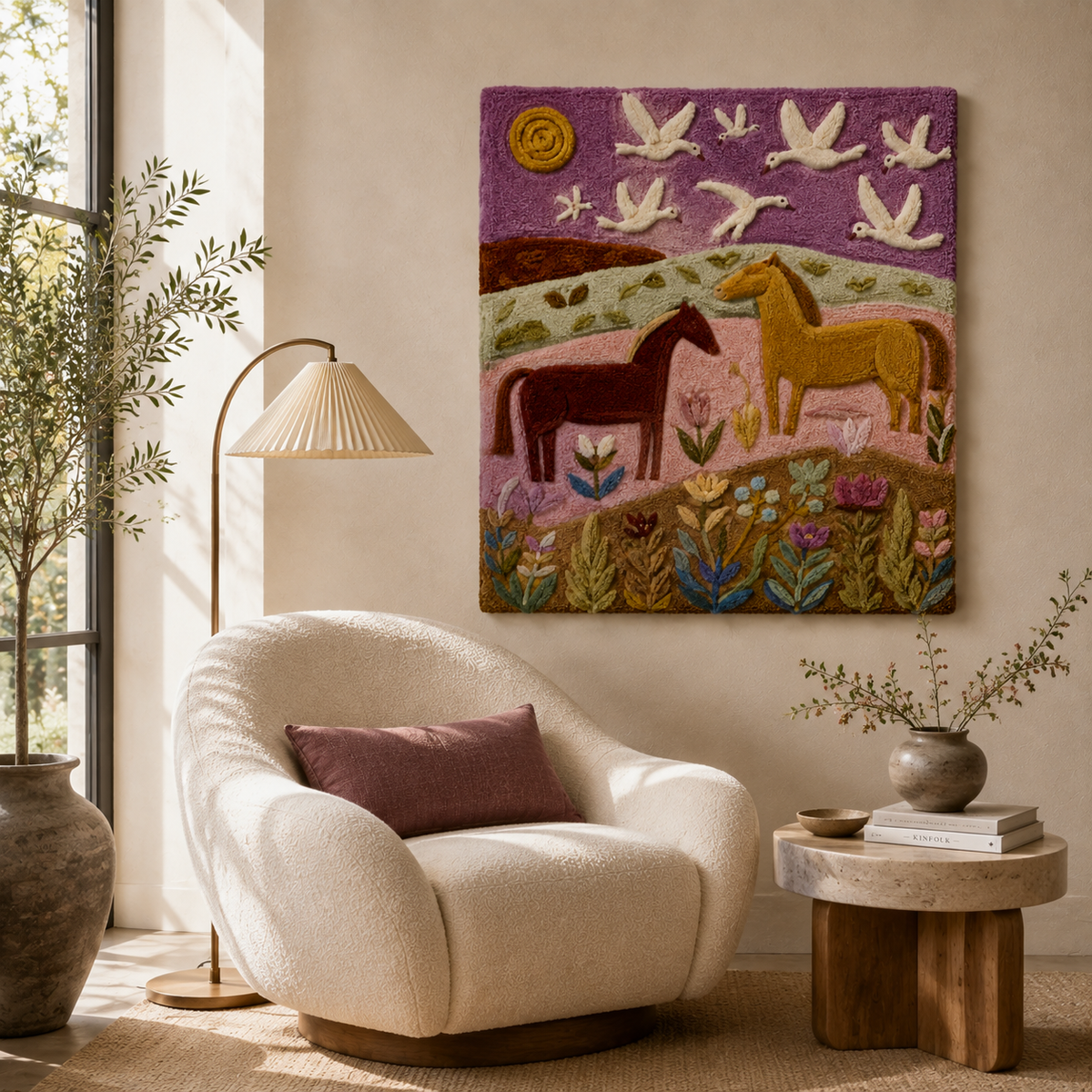 Hewn Earth wall art featuring a detailed market figure illustration, suitable as unique home or office wall decor.