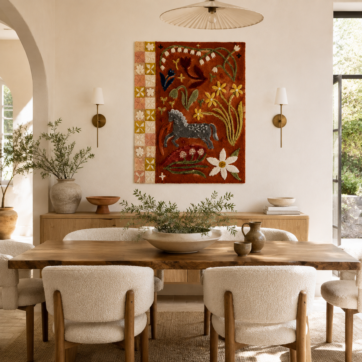 Colorful Hewn Earth Bright Assembly wall art featuring vibrant abstract designs on a white background.