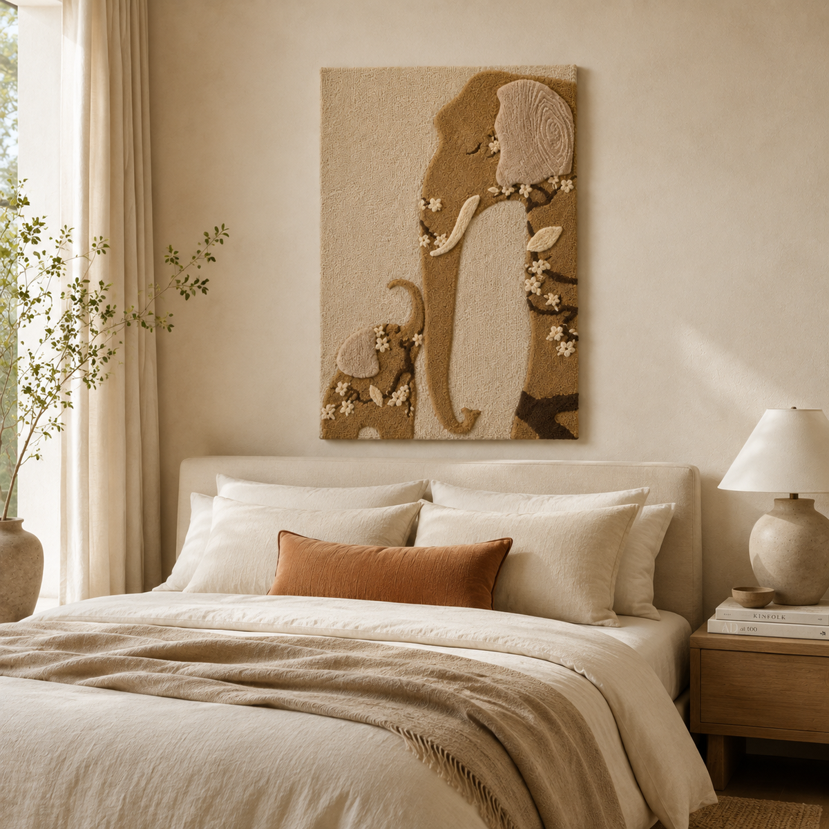 Close-up of Hewn Earth wall art featuring detailed pastoral birds with vibrant colors and intricate designs.