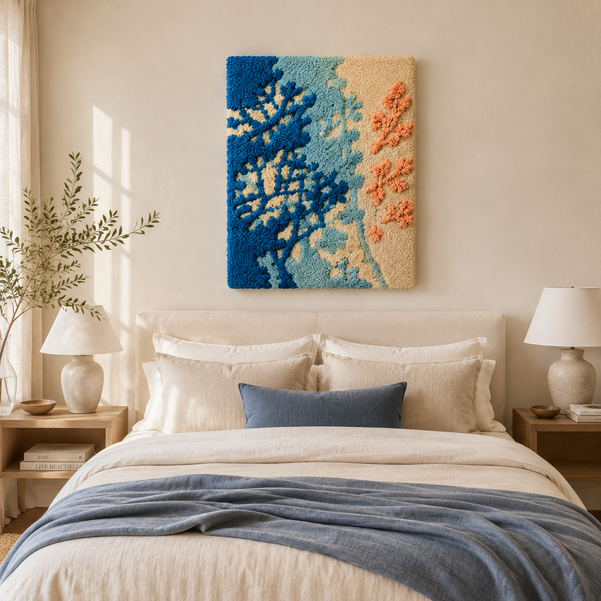 Lilac Animal Valley wall art by Hewn Earth featuring a serene animal landscape in soft lilac tones displayed on a wall