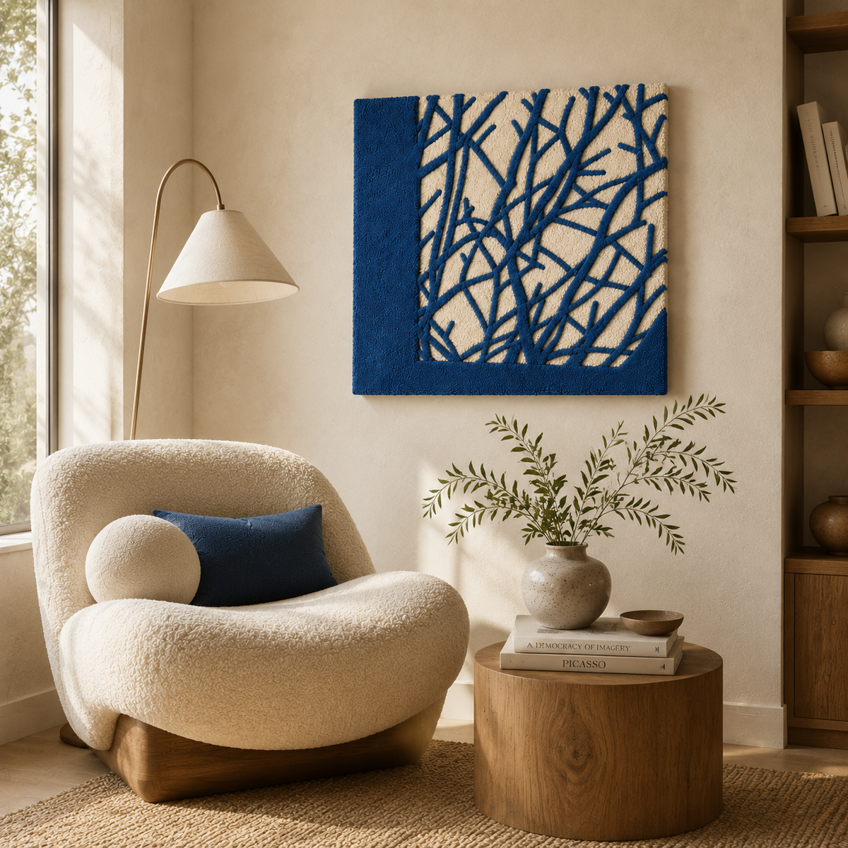 Layered botanical silhouette wall art by Hewn Earth featuring natural plant shapes in a layered design on a neutral background.