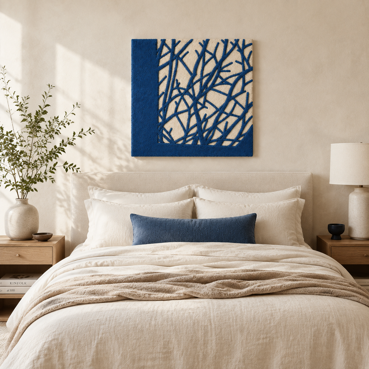 Layered botanical silhouette wall art by Hewn Earth featuring intricate plant designs on a neutral background.