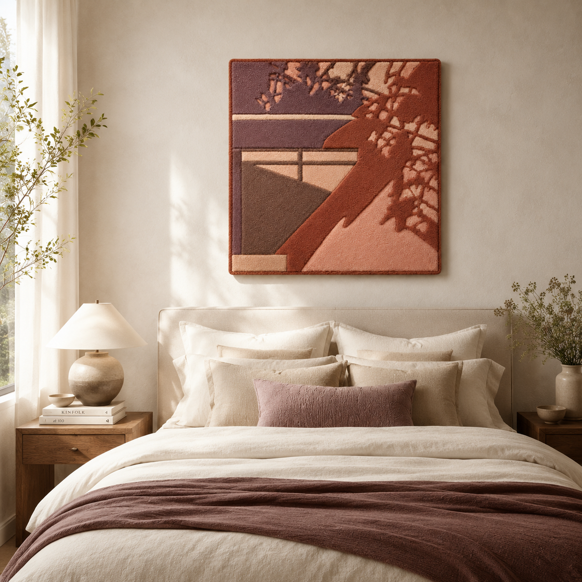 Hewn Earth flower vessel wall art featuring a decorative ceramic vessel with floral design, mounted on a neutral background.
