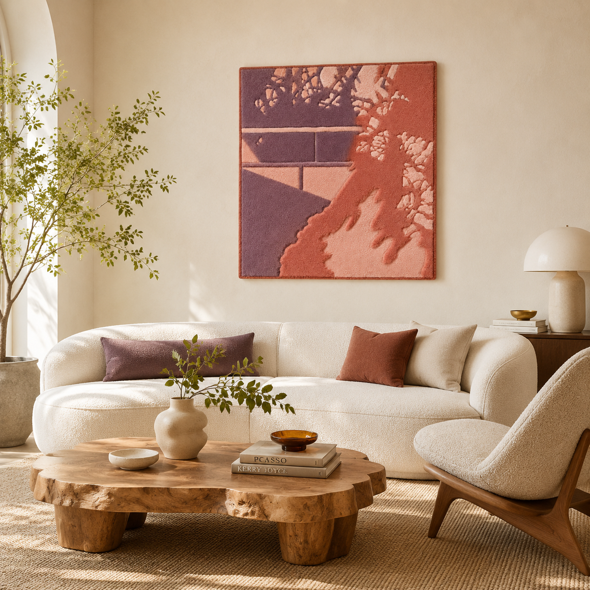 Hewn Earth winter branches wall art featuring realistic painted branches with snow accents on a neutral background.