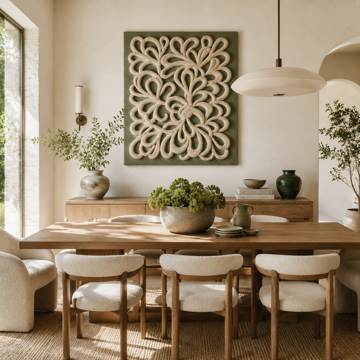 Hewn Earth Window Garden wall art featuring a lush, green plant display in a modern window frame design.