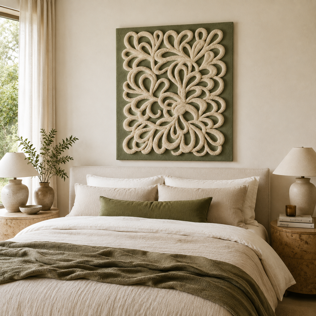 Hewn Earth Wall Art Window Garden with lush greenery and decorative plants for home decor.