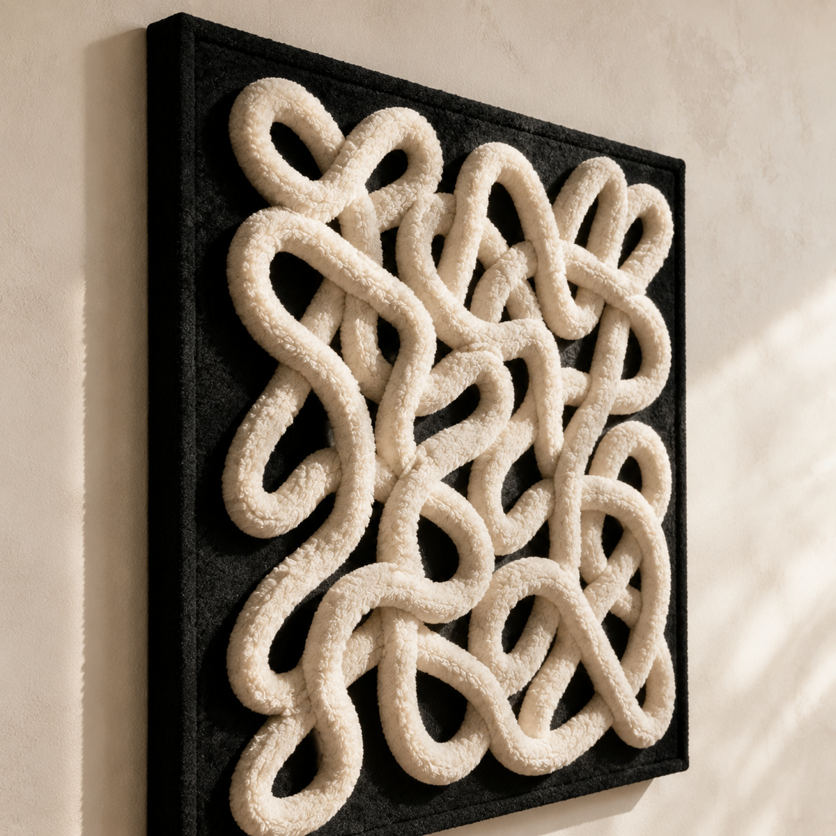 Indigo Lattice wall art by Hewn Earth featuring a geometric lattice design in rich indigo tones, displayed on a neutral background.