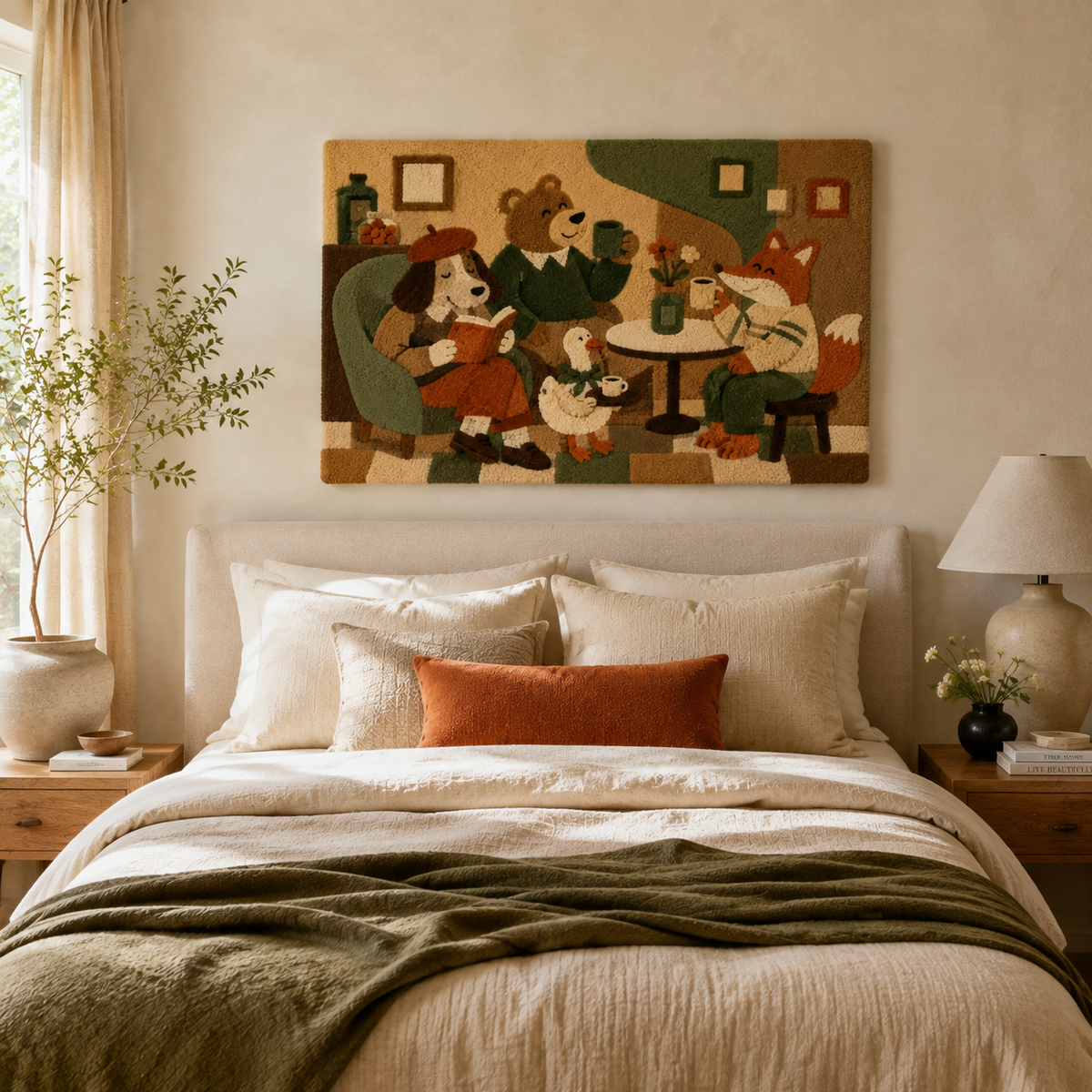 Hewn Earth Snow Canopy wall art featuring a serene winter landscape with snow-covered trees and a soft, atmospheric background.