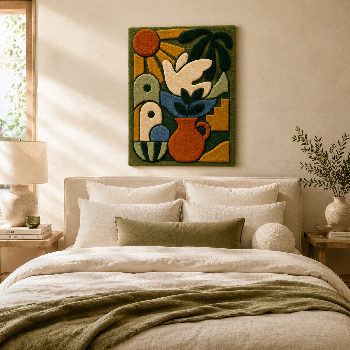 Hewn Earth Rose Window wall art featuring a vibrant, intricate rose design on a circular decorative wall hanging.