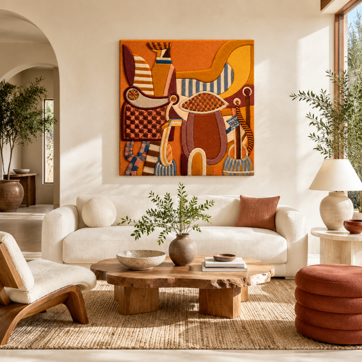 Ivory Knotwork wall art by Hewn Earth featuring intricate knot design on a neutral background.