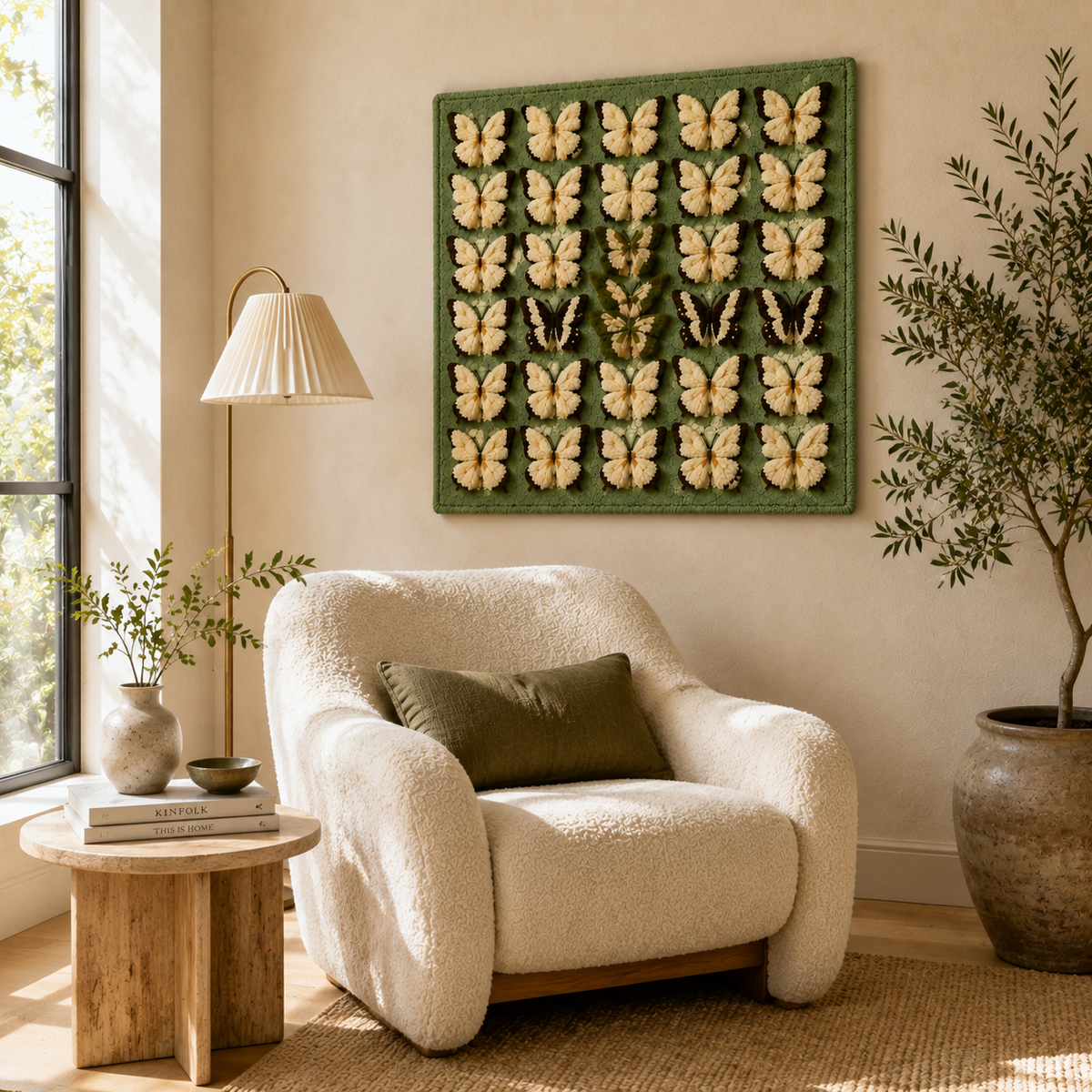 Close-up of Hewn Earth Sun Palm wall art featuring detailed textured design with warm earthy tones.