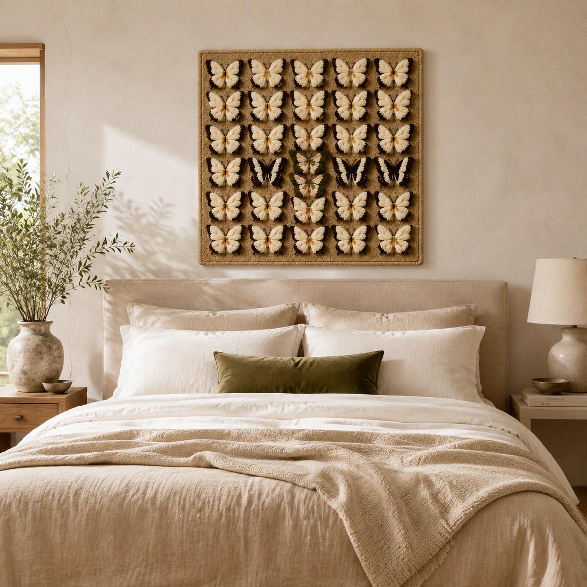 Hewn Earth Lotus Screen wall art featuring a detailed, artistic lotus flower design on a neutral background.