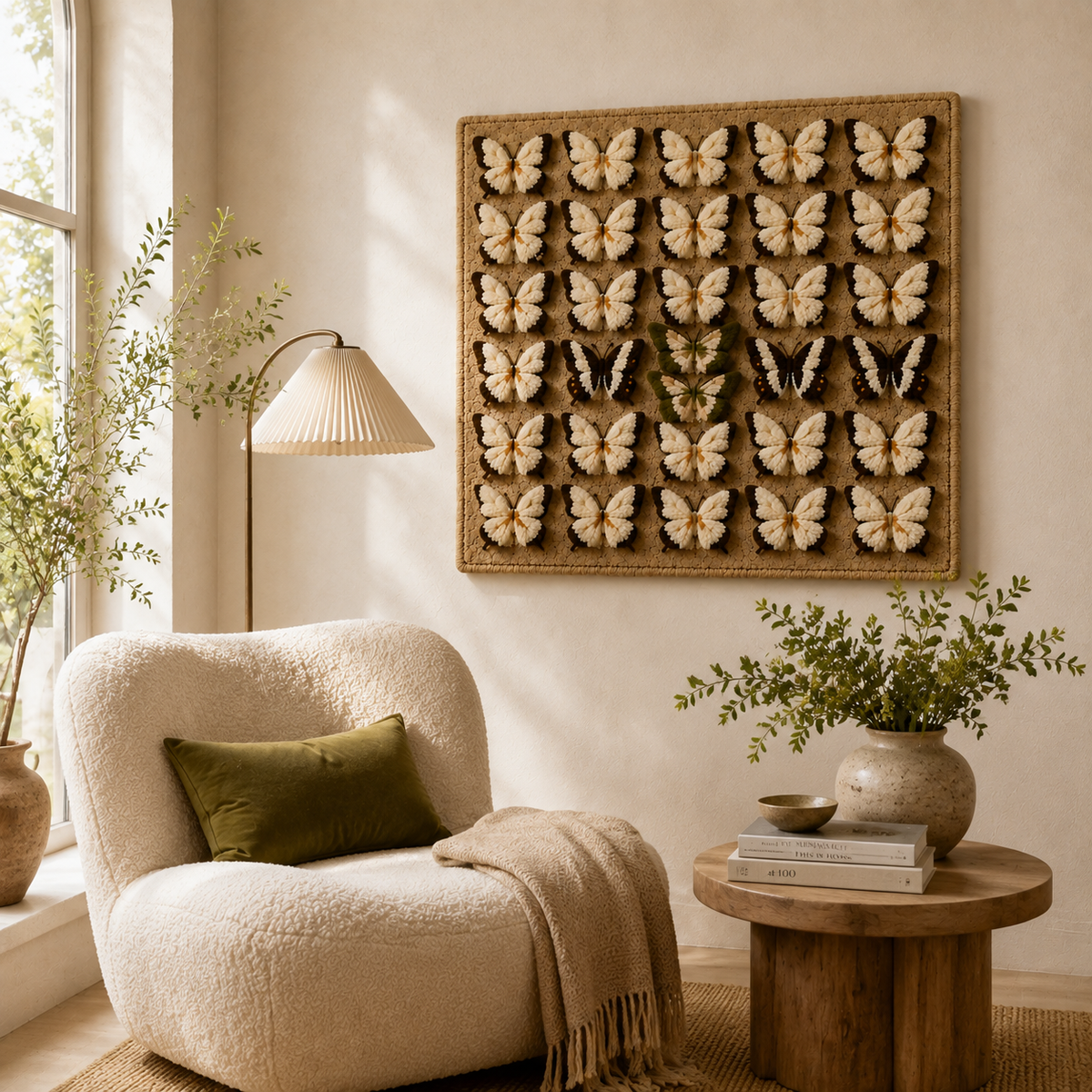 Hewn Earth Lotus Screen wall art featuring intricate floral design and natural tones, ideal for decorative interior accents.