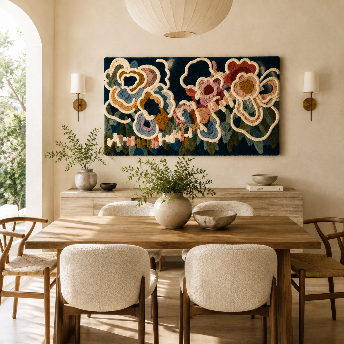 Blue Butterfly Grid wall art by Hewn Earth featuring a vibrant geometric butterfly design on a white background.