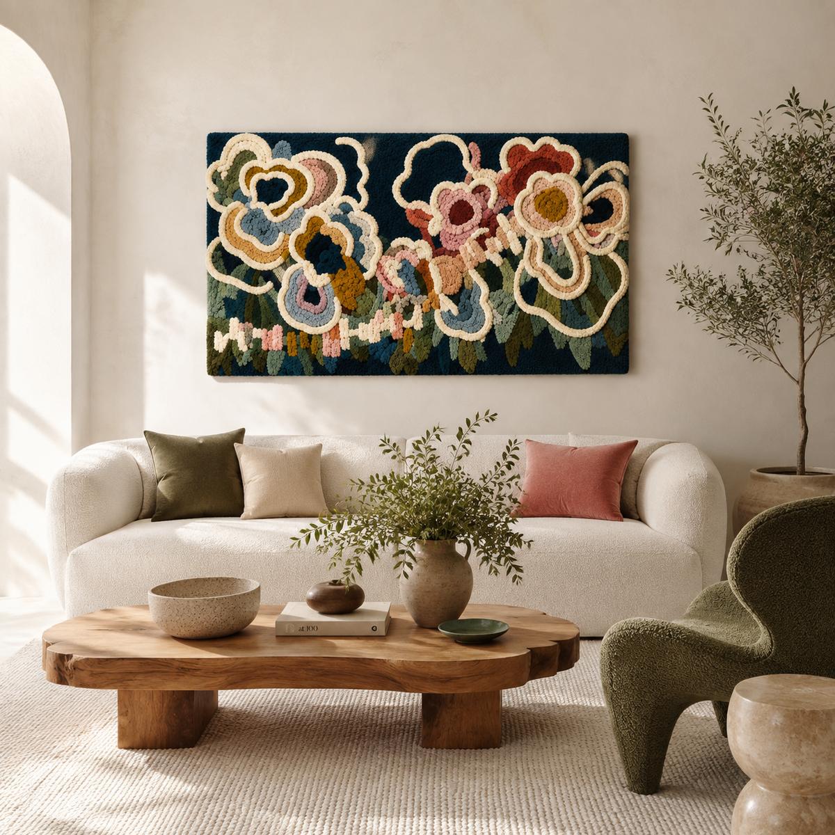 Blue Butterfly Grid wall art by Hewn Earth featuring a vibrant, geometric butterfly design on a neutral background.