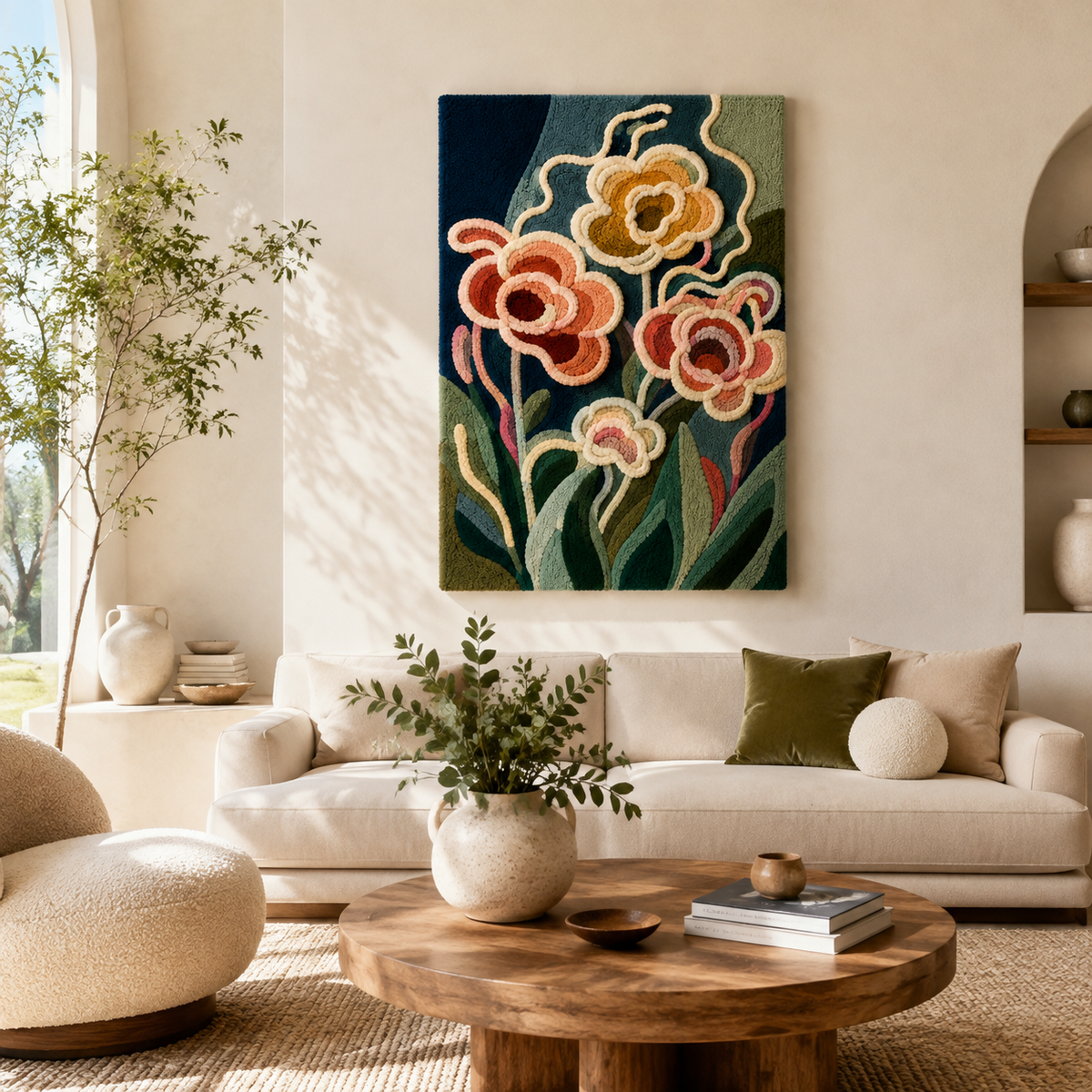 Ivory Butterfly Grid wall art by Hewn Earth featuring a delicate, geometric butterfly design on a neutral background.