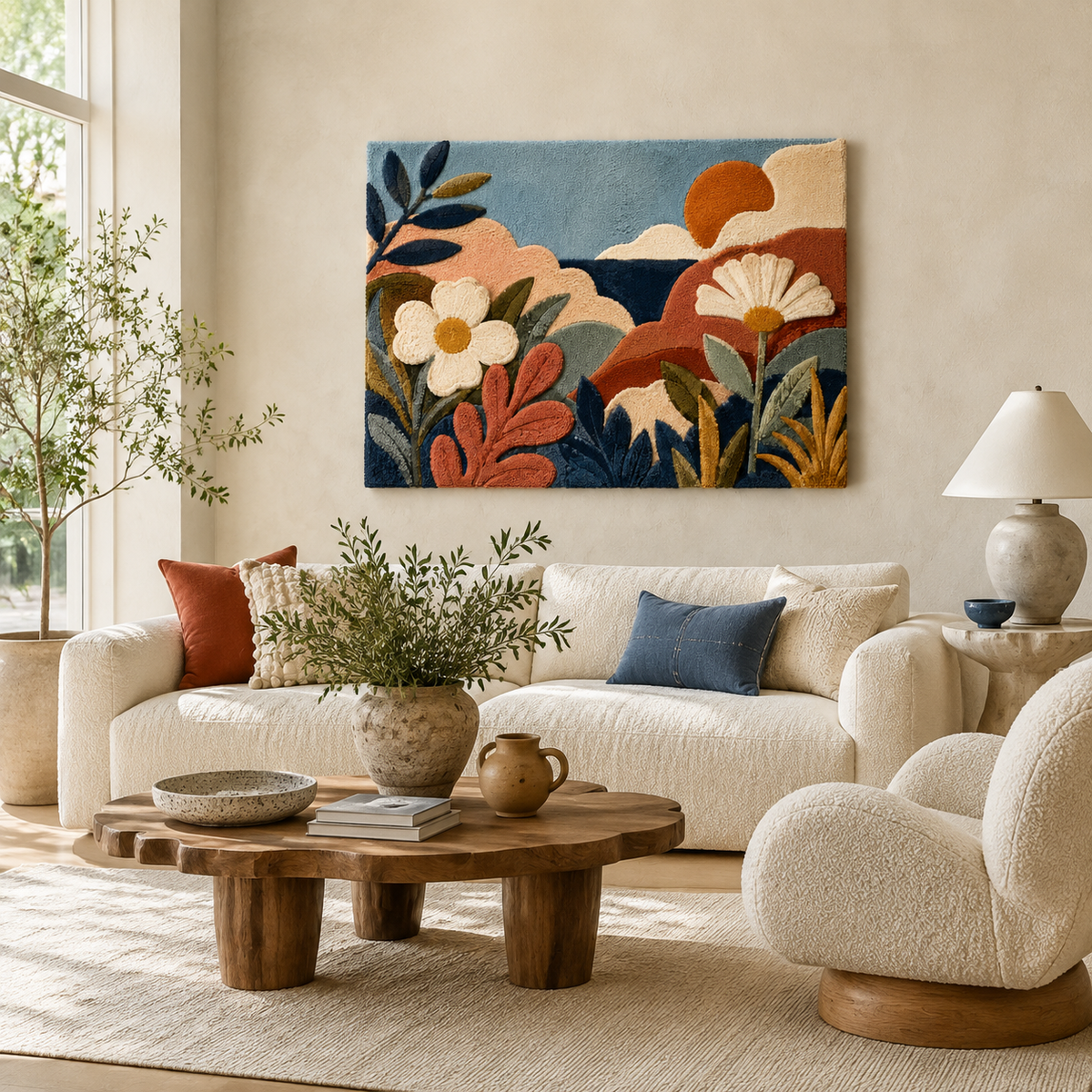 Hewn Earth Mirror Vessel wall art featuring a round mirror with a textured, earthy vessel design for modern home decor.