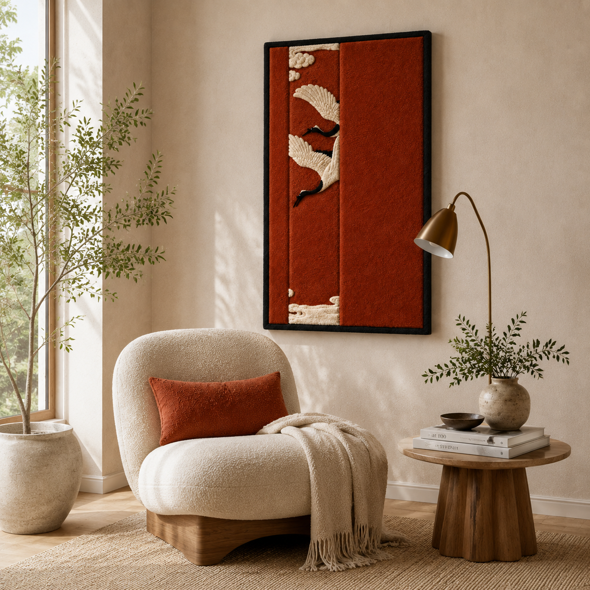 Detailed close-up of Hewn Earth Balloon Evening wall art, showcasing vibrant colors and textured design.