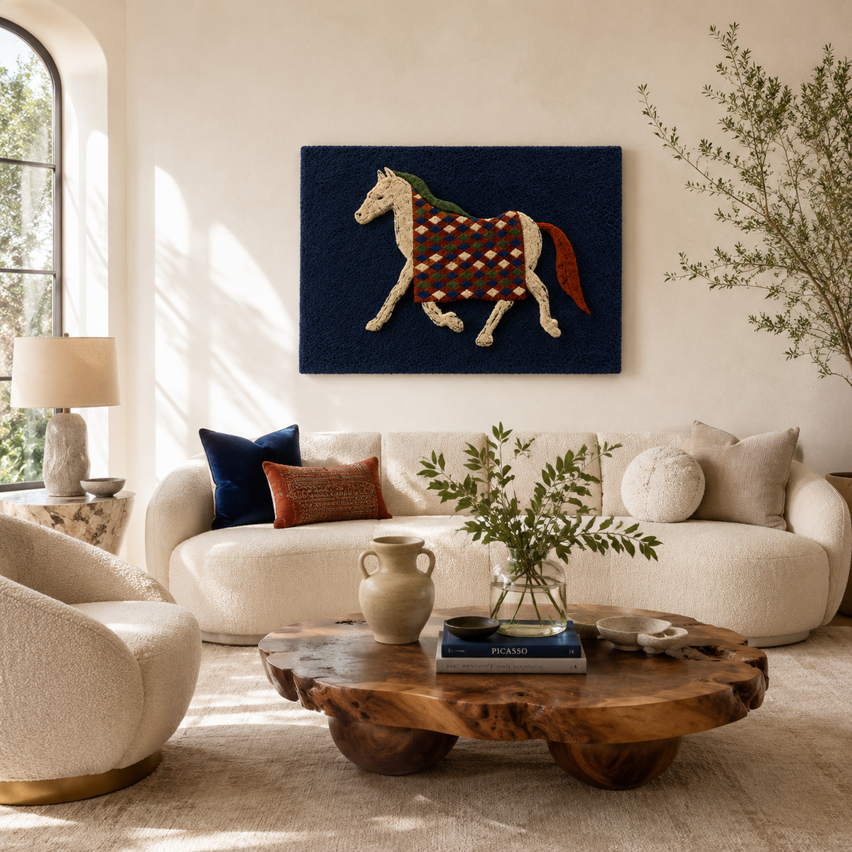 Colorful Morning Flowers wall art by Hewn Earth featuring vibrant floral artwork on a wall display.
