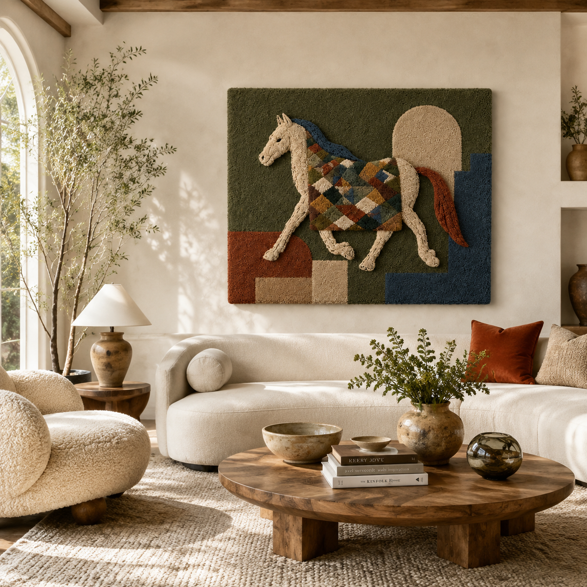 Hewn Earth Coastal Garden wall art featuring vibrant coastal-inspired botanical illustration on a textured background.