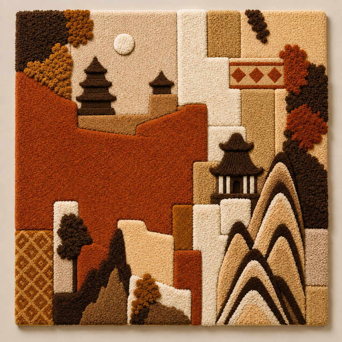 Hewn Earth wall art featuring a natural branch design, mounted on a wall, showcasing organic textures and earthy tones.