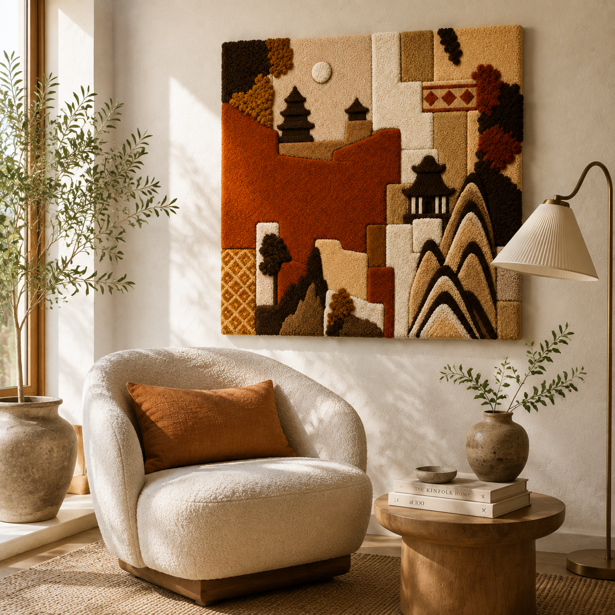 Hewn Earth Branch Screen wall art featuring a natural wooden design with intricate branches and foliage details.